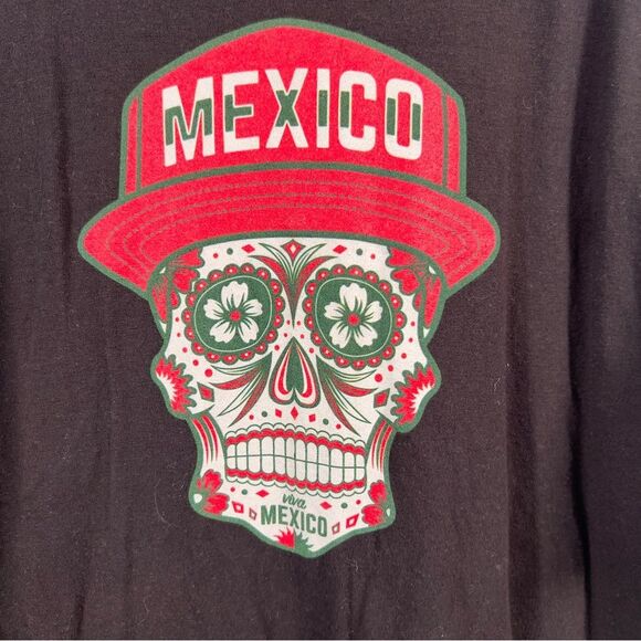 Fanatics Black Tee with Mexico Skull Design 0713 - Picture 2 of 7